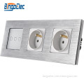 EU brushed aluminum panel electrical switch socket